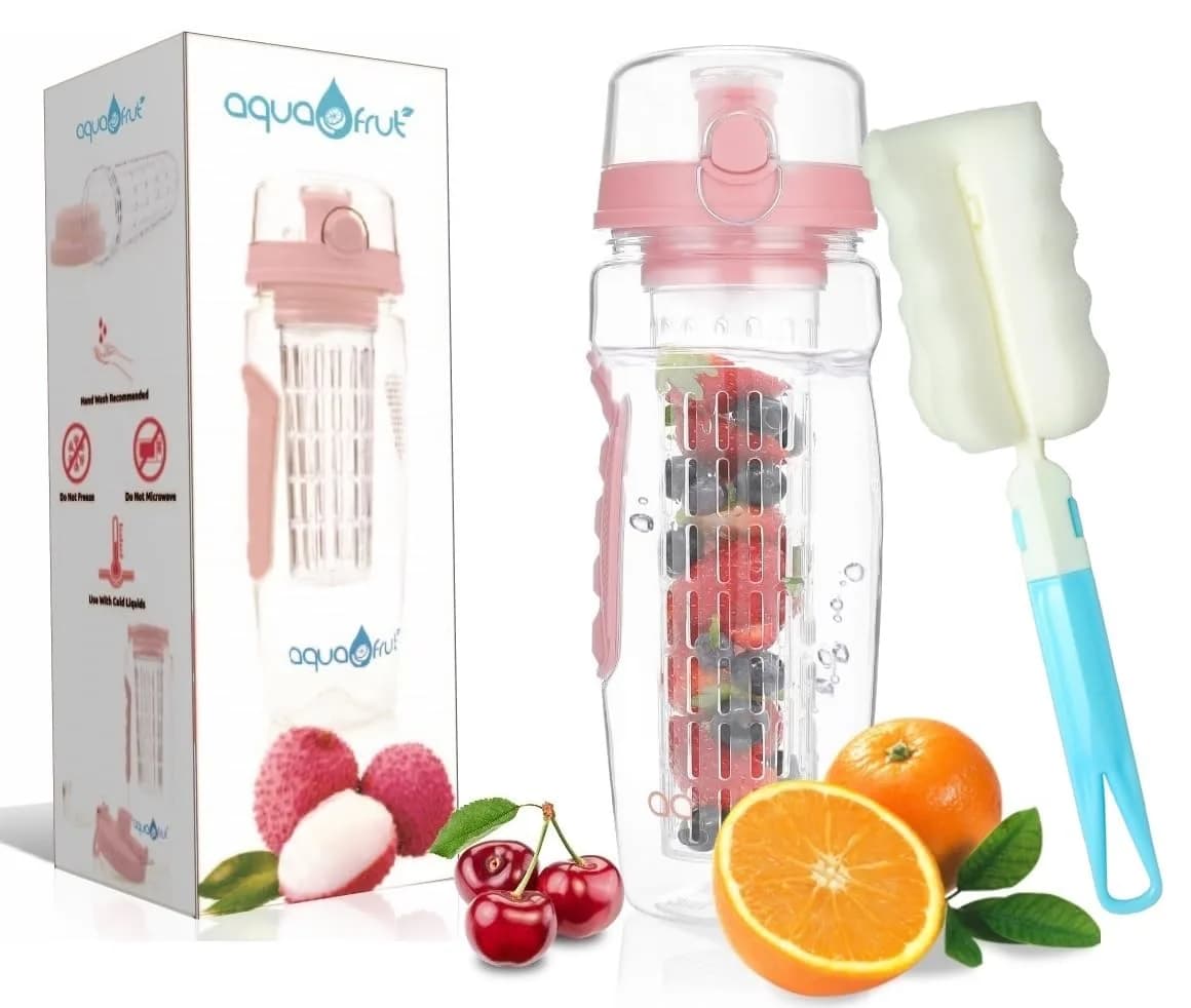 Aquafrut Bottle 32 OZ Fruit Infuser Water Bottle | BPA-Free Tritan, Leakproof & Stylish for Healthy Hydration — Rose