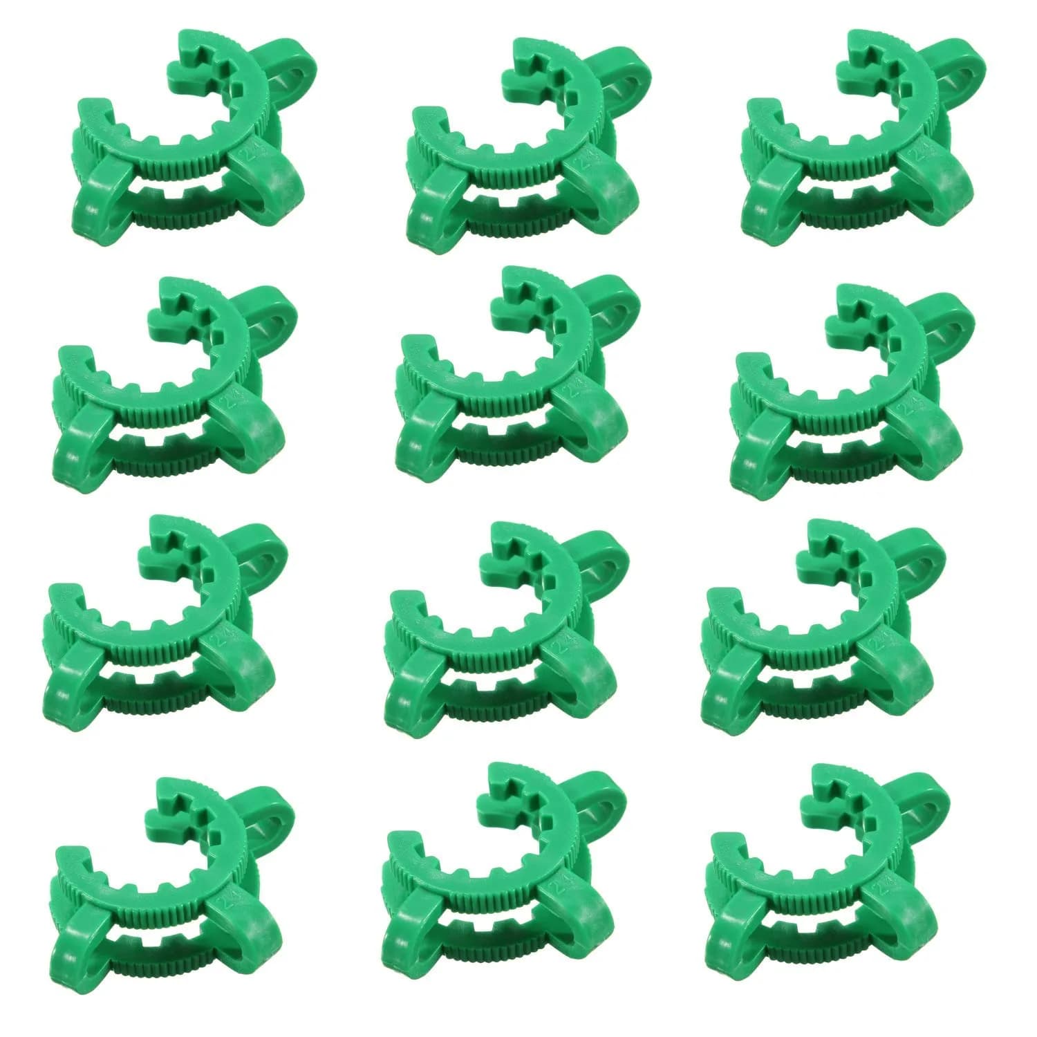 SUCOHANS 12 pcs Keck Clips Ground Joints #24 | Standard Taper POM for Joints 24/29 and 24/40 — Green