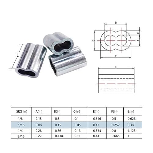 HIGOOD 1/16 Cable Ferrule 200PCS | Aluminum Crimp Loop Sleeve for Wire Rope, Strong & Easy to Install thumbnail 3