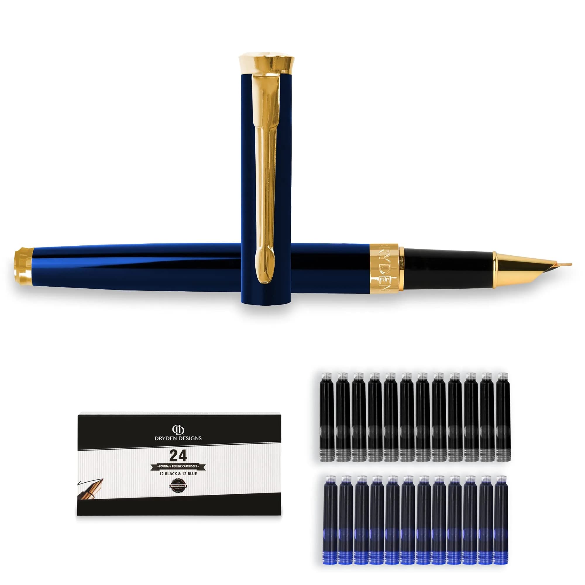 Dryden Designs Fountain Pen Fine Nib | Elegant Writing with 0.5mm Fine Nib, Includes 24 Ink Cartridges - main product image