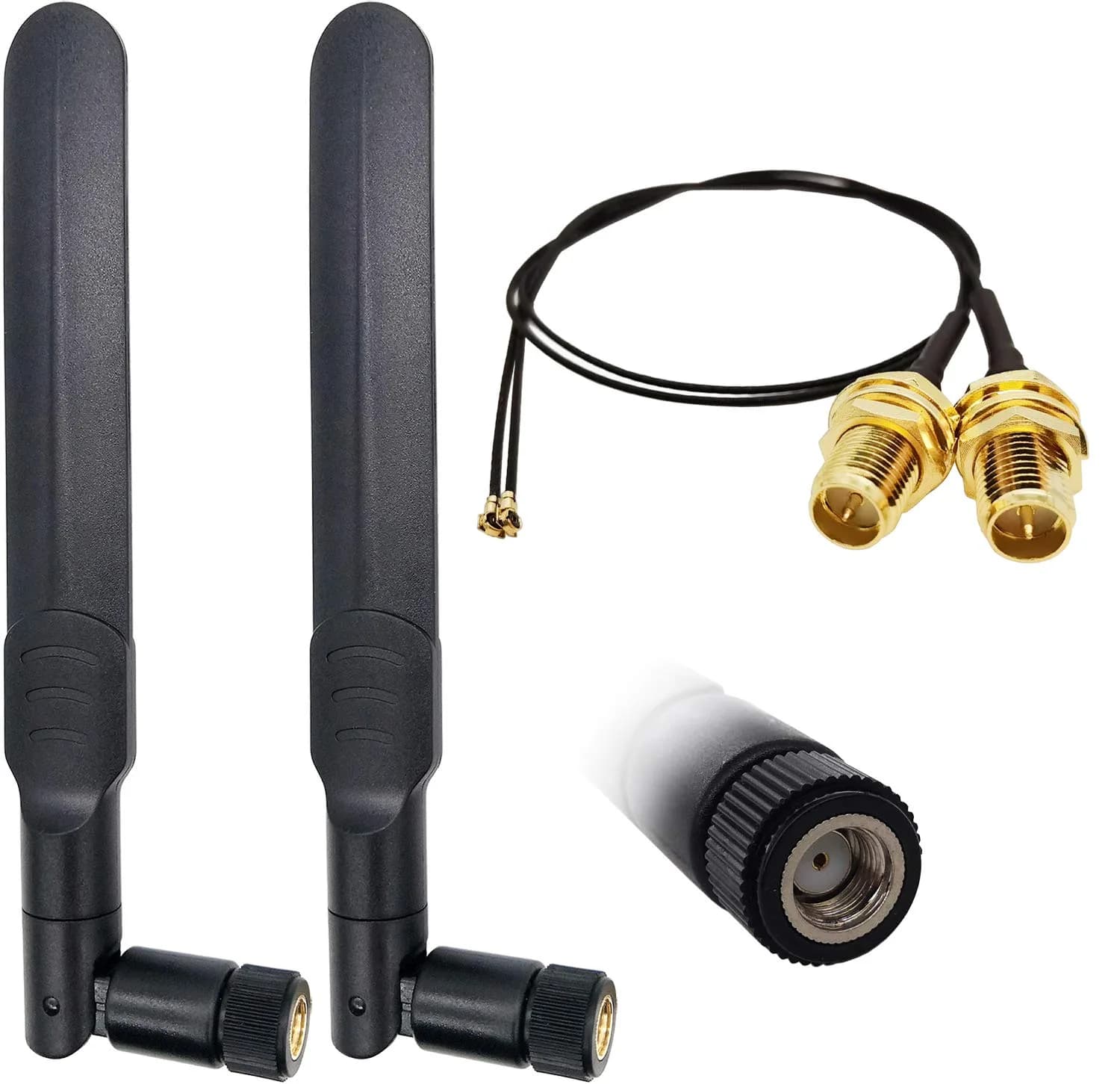 Tenmory WiFi Antenna Dual-Band 8dBi RP-SMA Male MHF4 Cable Kit for M.2 NGFF Card (2 Pcs) — 2 Pcs