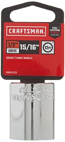CRAFTSMAN Shallow Socket, SAE, 1/2-Inch Drive, 15/16-Inch, 12-Point | Rust-Resistant, Large Markings thumbnail 4