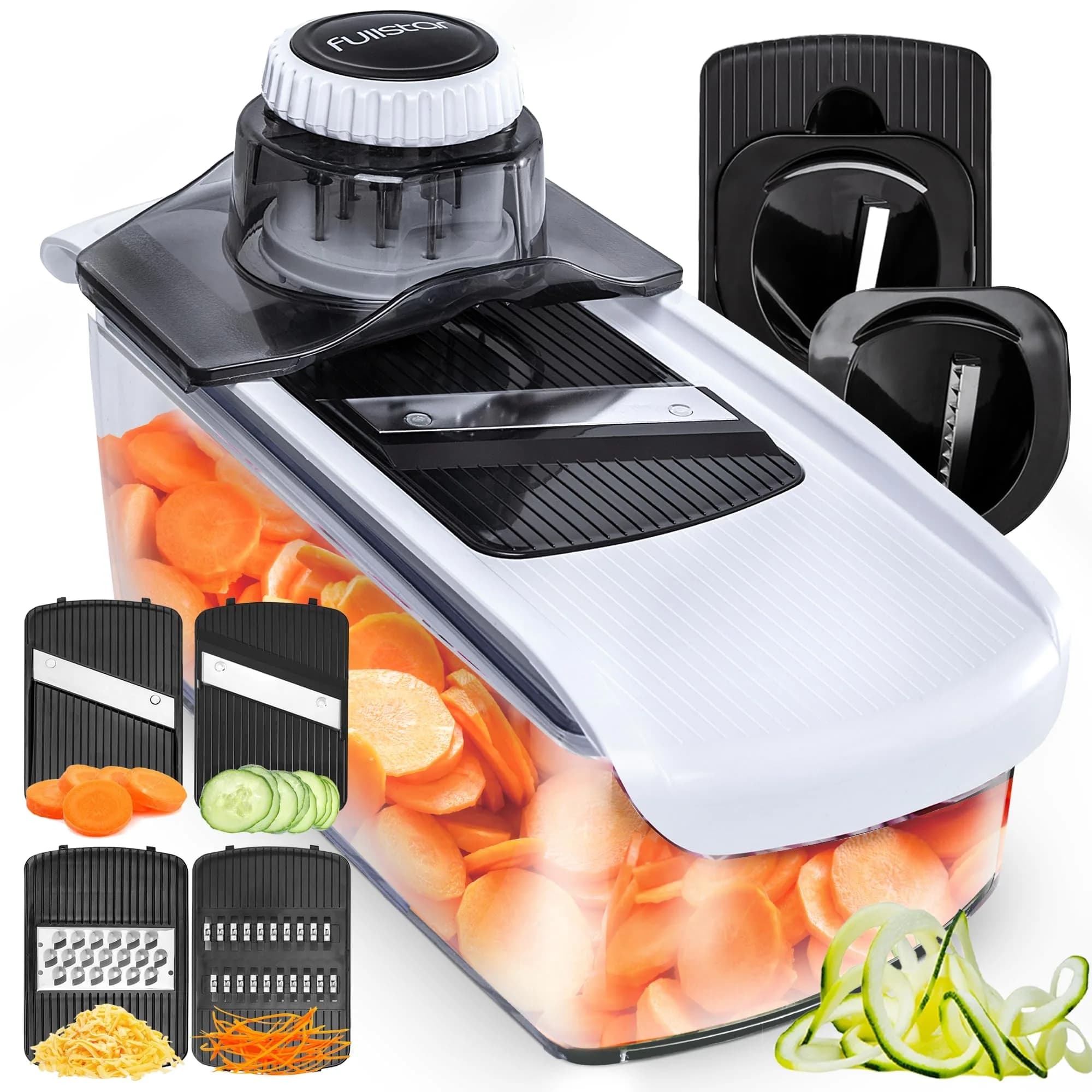 Fullstar 6-in-1 Mandoline Slicer & Grater Set (White) | 6 Interchangeable Blades for Slicing, Grating, Spiralizing - main product image