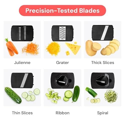 Fullstar 6-in-1 Mandoline Slicer & Grater Set (White) | 6 Interchangeable Blades for Slicing, Grating, Spiralizing thumbnail 4