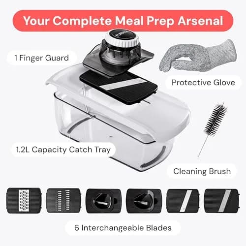 Fullstar 6-in-1 Mandoline Slicer & Grater Set (White) | 6 Interchangeable Blades for Slicing, Grating, Spiralizing thumbnail 8
