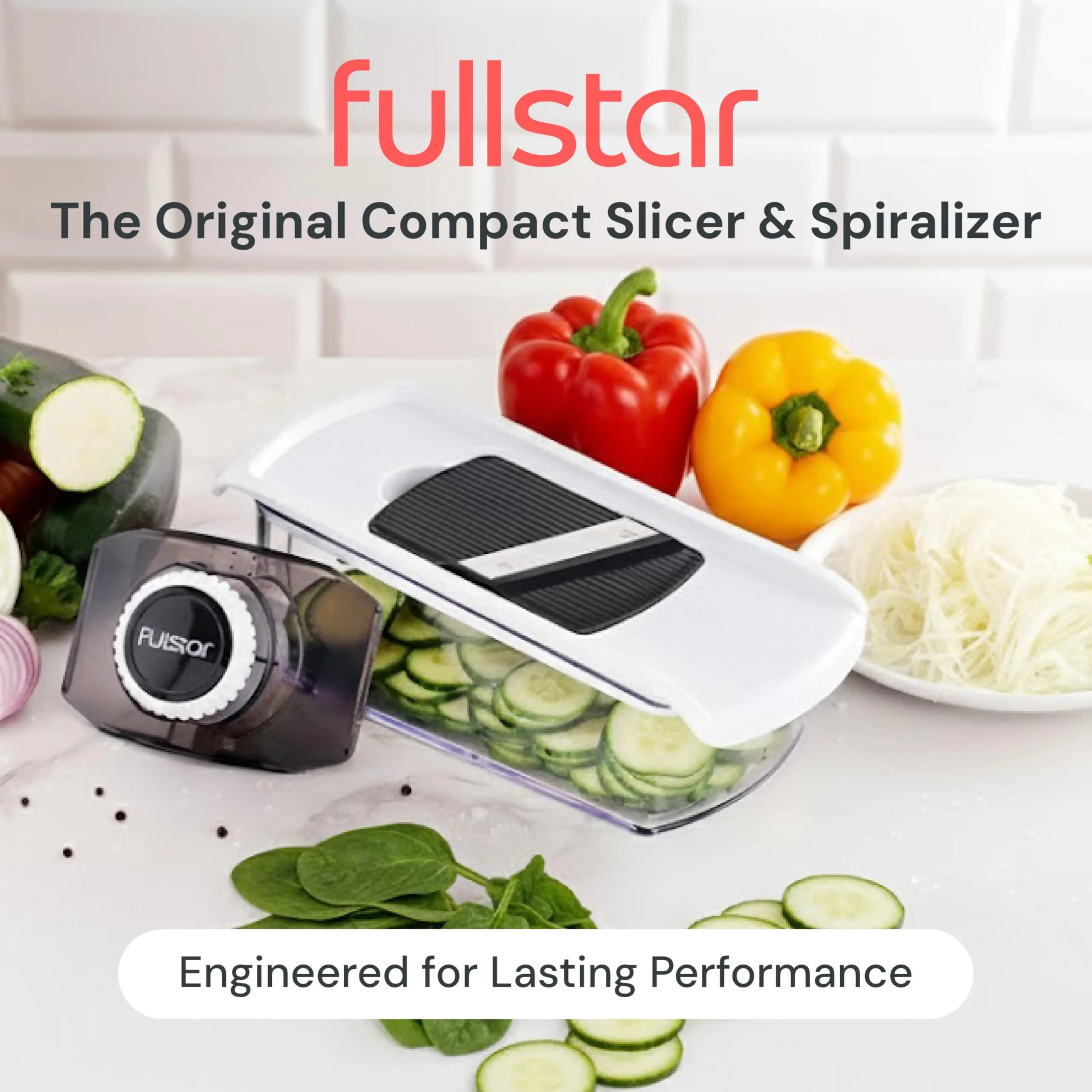 Fullstar 6-in-1 Mandoline Slicer & Grater Set (White) | 6 Interchangeable Blades for Slicing, Grating, Spiralizing - view 2