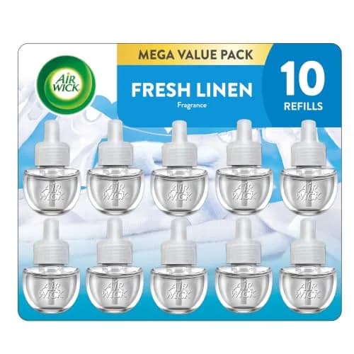 Air Wick Plug In Refills Fresh Linen Scented Oil 10 Count | Infused with Essential Oils for Continuous Fragrance thumbnail 1