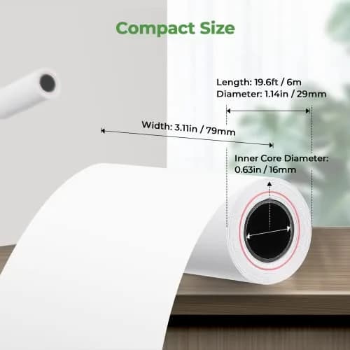 MUNBYN Thermal Receipt Paper 80mm x 50mm (3 1/8" x 19.6ft) - 50 Rolls | BPA-Free, Smooth Print thumbnail 2