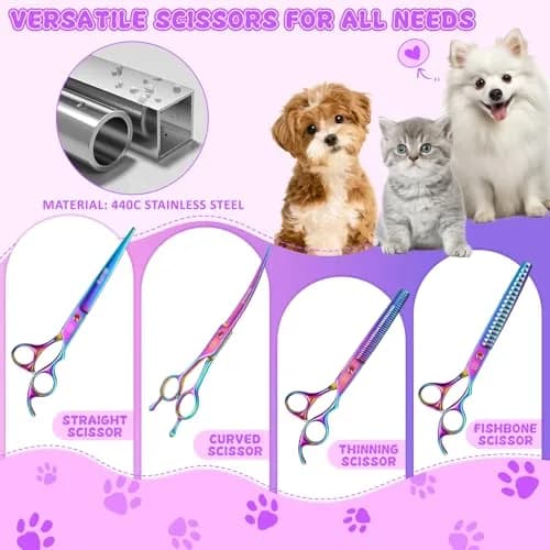 Moontay Dog Grooming Scissors Set, 7 Inch/8 Inch | Professional Shears for Pet Grooming thumbnail 3