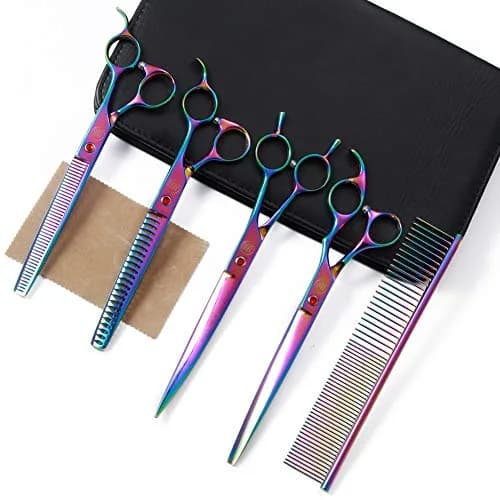 Moontay 8" Professional Dog Grooming Scissors Set of 5 with Pet Comb & Bag | Sharp, Ergonomic & Hand Forged thumbnail 1