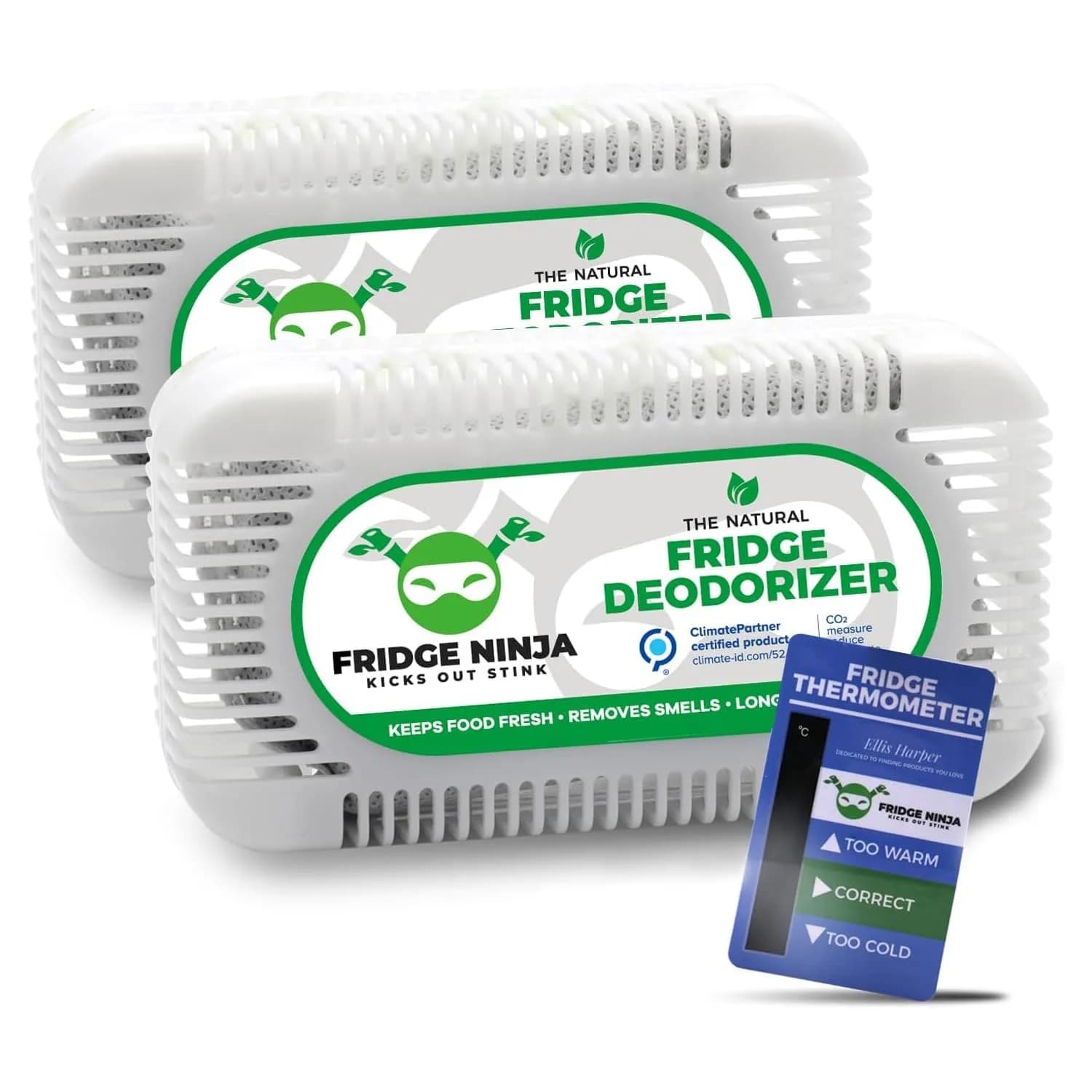 Ellis Harper Fridge Deodorizer 2 Pack | Activated Charcoal Odor Absorber for Refrigerator & Freezer