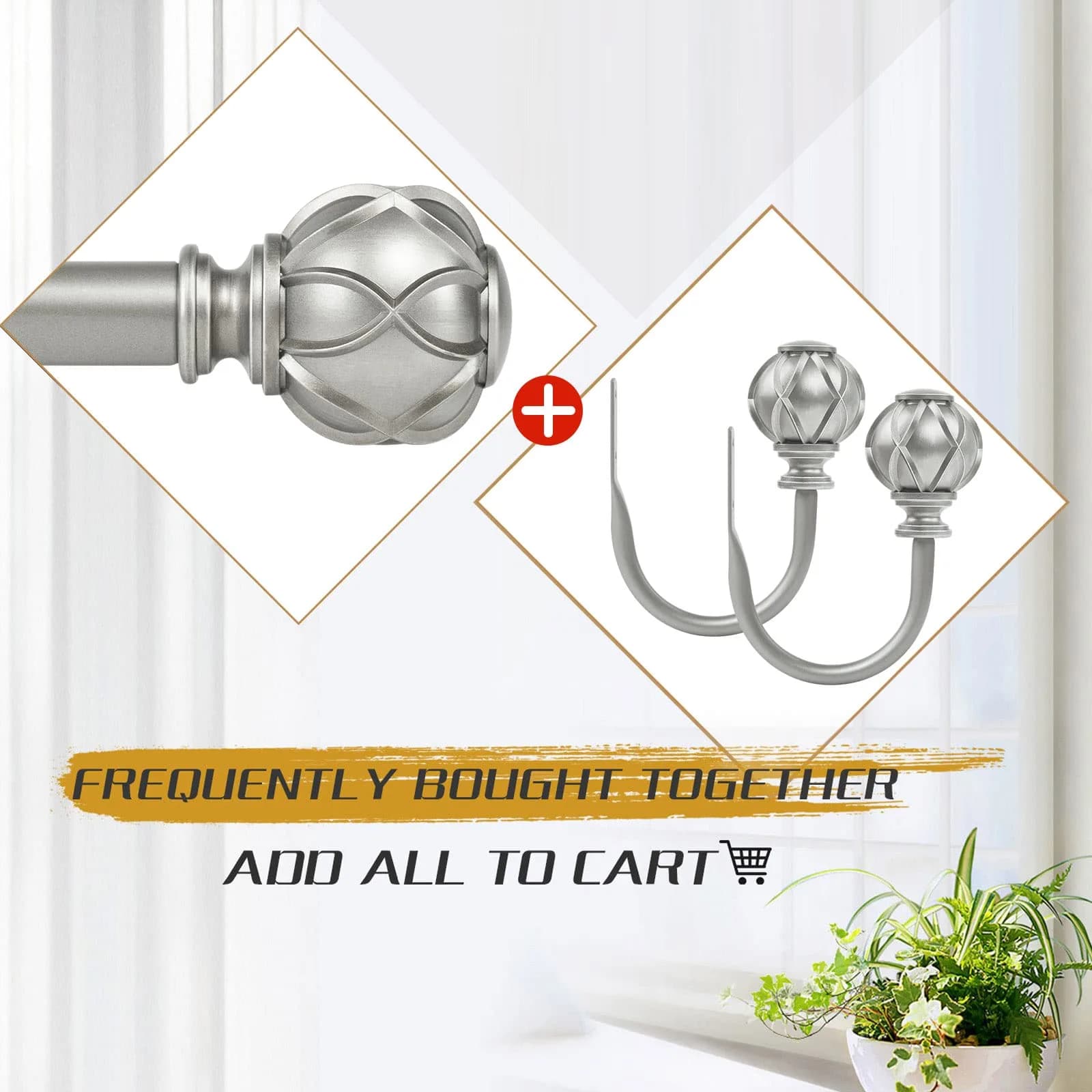 KAMANINA Decorative Curtain Drapery Holdbacks Wall Mounted Antique Silver 2 Pack | Elegant Vintage Design for Home Decor - view 7