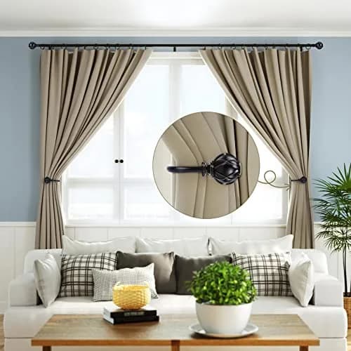 KAMANINA Decorative Curtain Holdbacks 2 Pack Black | Vintage Netted Texture Finials thumbnail 4