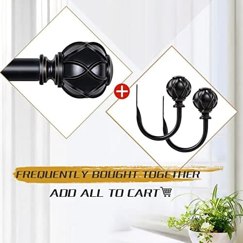 KAMANINA Decorative Curtain Holdbacks 2 Pack Black | Vintage Netted Texture Finials thumbnail 7