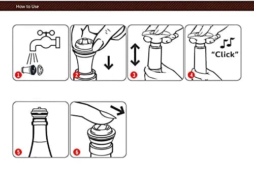 Ergonflow Vacuum Wine Stoppers - Set of 6 Rubber Stoppers for Wine Preservation (1.9cm x 4.3cm x 1.9cm) thumbnail 7