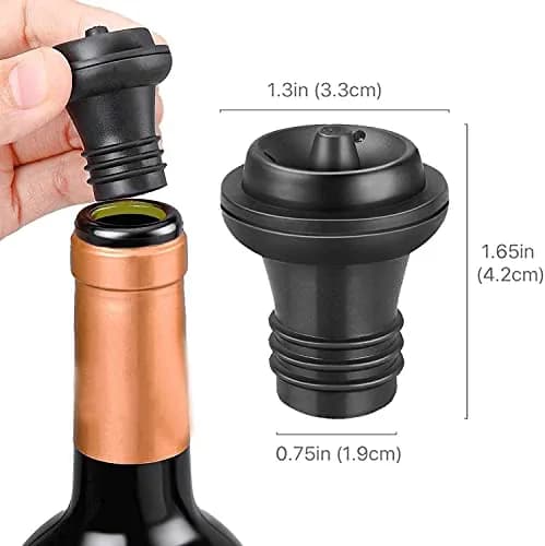 Ergonflow Vacuum Wine Stoppers - Set of 6 Rubber Stoppers for Wine Preservation (1.9cm x 4.3cm x 1.9cm) thumbnail 2