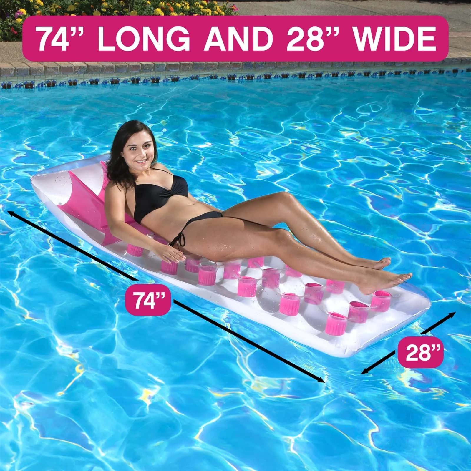 Poolmaster Classic French Pocket Inflatable Swimming Pool Mattress Float 200 lb Capacity | Water-Trapping Pockets for Cooling - view 5