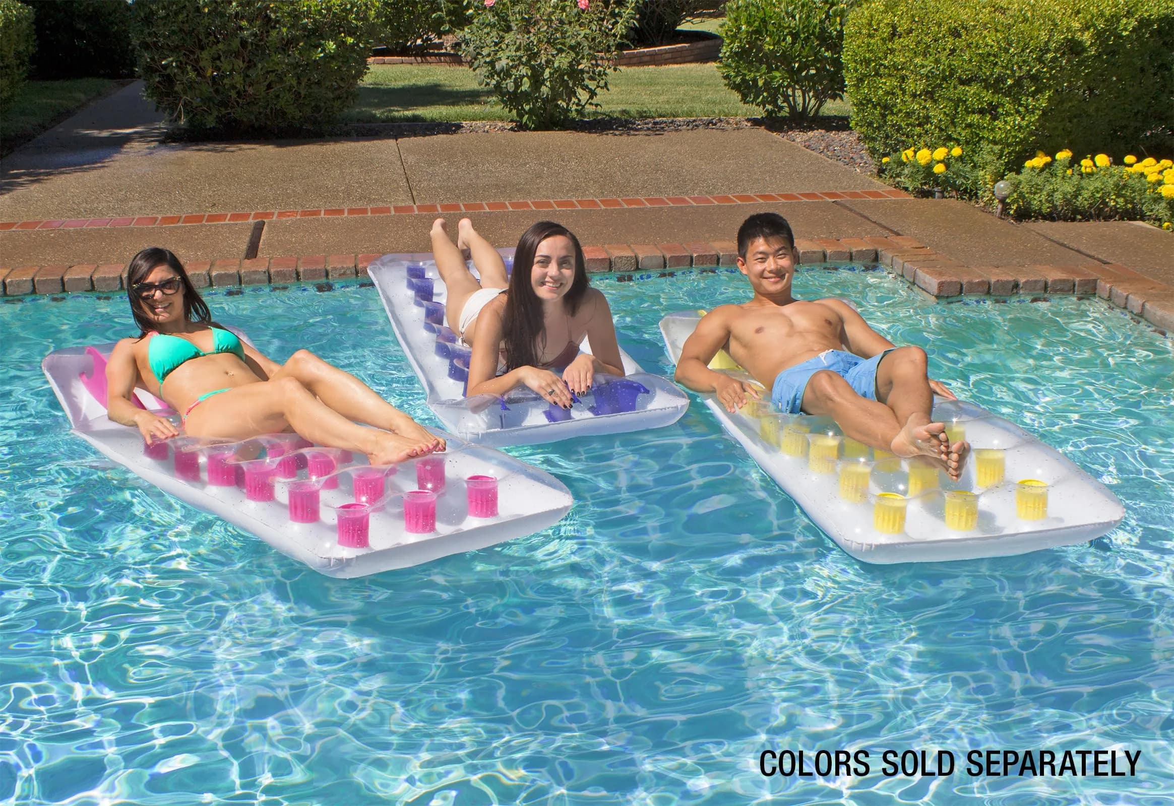 Poolmaster Classic French Pocket Inflatable Swimming Pool Mattress Float 200 lb Capacity | Water-Trapping Pockets for Cooling - view 6