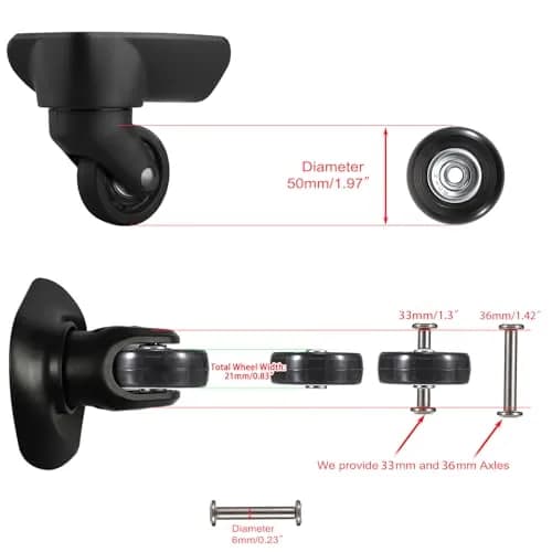 OwnMy 50mm x 18mm Luggage Suitcase Replacement Wheels Set of 4 | Smooth Rolling for Travel thumbnail 4