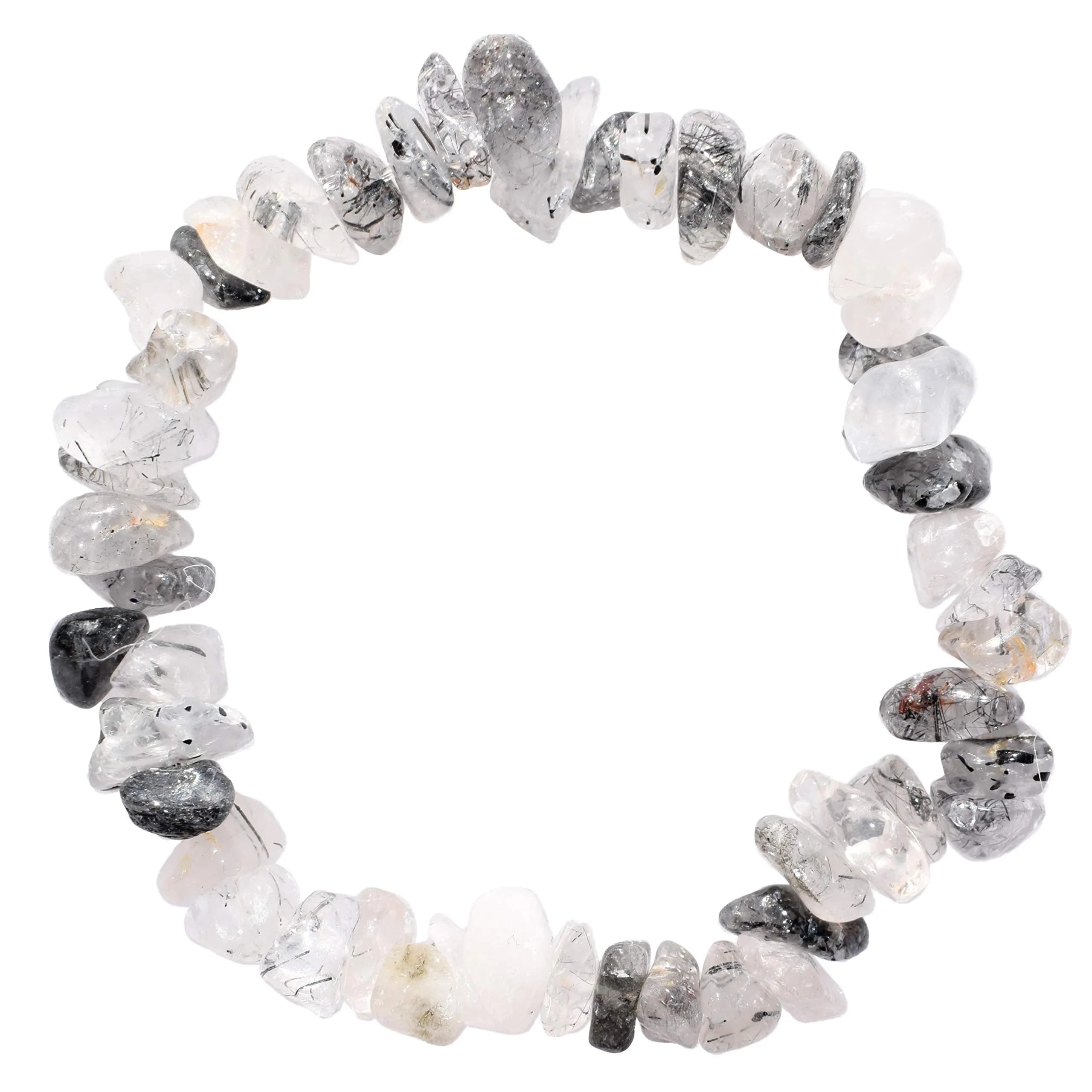 Zenergy Gems CHARGED Premium 7" Black Tourmalinated Rutile Quartz Crystal Bead Bracelet | Handcrafted Spiritual Protection (70-120 chars)