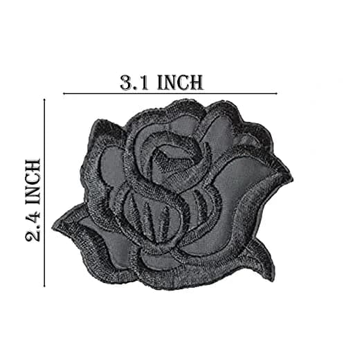 U-Sky Gothic Floral Embroidered Patch 3.1"x2.4" Pack of 3 | Elegant Dark Rose Design for DIY Fashion thumbnail 2