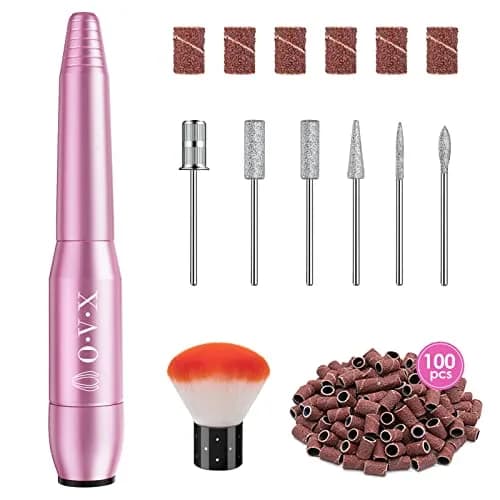 OVX Portable Electric Nail Drill File Machine with Acrylic Nail Kit Set | 116 Piece Pink Nail Care Tool thumbnail 1