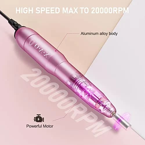 OVX Portable Electric Nail Drill File Machine with Acrylic Nail Kit Set | 116 Piece Pink Nail Care Tool thumbnail 2