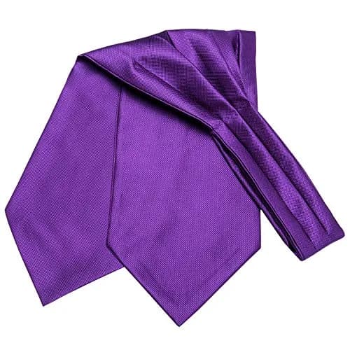 Dubulle Paisley Floral Ascot Set for Men with Pocket Square & Cufflinks, Solid Purple | Self-Tie Cravat thumbnail 6