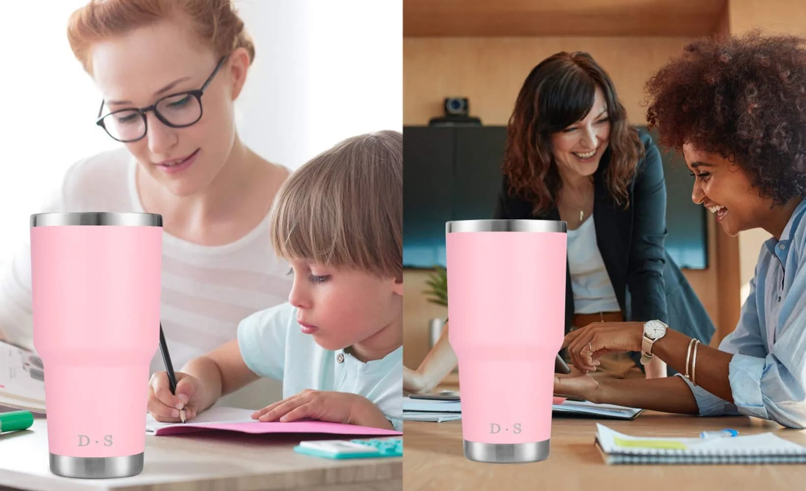 D·S Pink 30 oz Tumbler 890ml (30 fl oz) | Double Wall Vacuum Insulated Travel Coffee Mug - view 6
