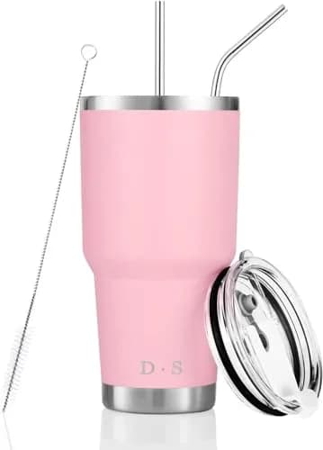 D·S Pink 30 oz Tumbler 890ml (30 fl oz) | Double Wall Vacuum Insulated Travel Coffee Mug thumbnail 1