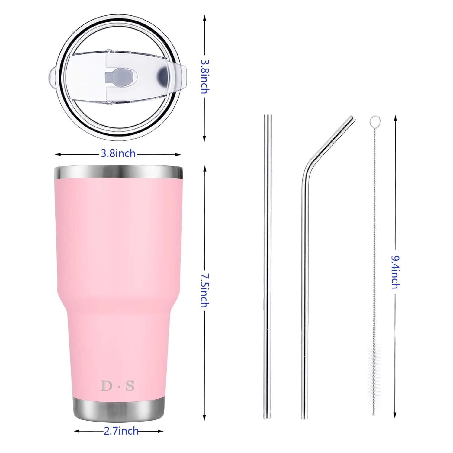 D·S Pink 30 oz Tumbler 890ml (30 fl oz) | Double Wall Vacuum Insulated Travel Coffee Mug - view 2