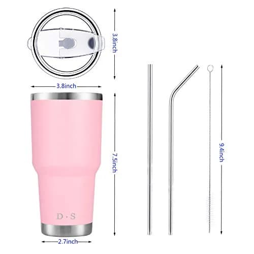 D·S Pink 30 oz Tumbler 890ml (30 fl oz) | Double Wall Vacuum Insulated Travel Coffee Mug thumbnail 2
