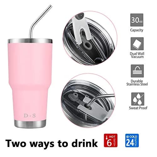 D·S Pink 30 oz Tumbler 890ml (30 fl oz) | Double Wall Vacuum Insulated Travel Coffee Mug thumbnail 3