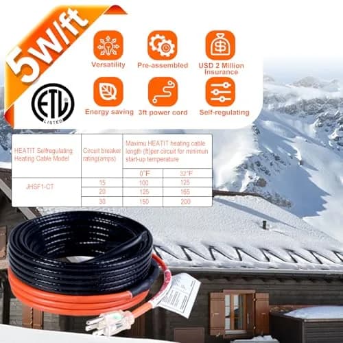 HEATIT JHSF1-CT 18FT Self-Regulating Heating Cable | Waterproof, 120V, Underwater Use thumbnail 7