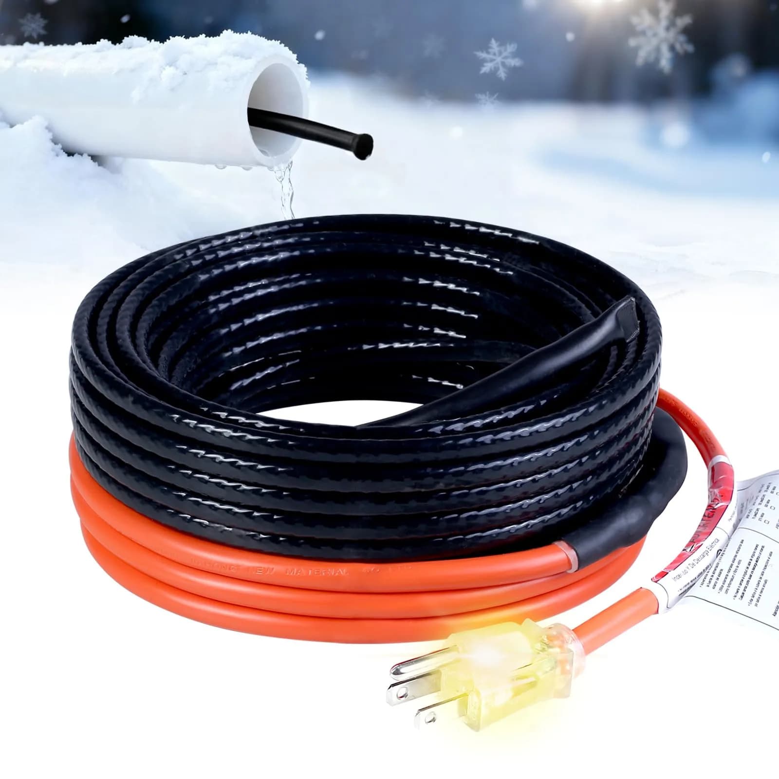 HEATIT JHSF1-CT 12FT Self-Regulating Heating Cable | 120V Pipe & Roof Freeze Protection — 12 Feet