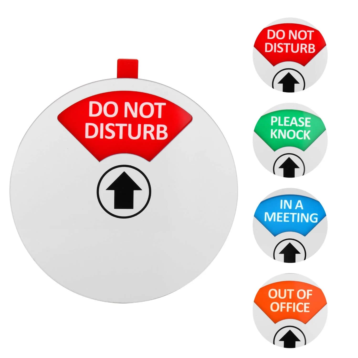 Kichwit Privacy Sign for Office Door, 5 Inch Silver | 4 Statuses: Do Not Disturb, Please Knock, In Meeting, Out of Office - view 4