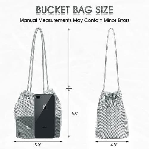 JIAN YA NA Full Rhinestones Bucket Bag for Women 15x11x16cm | Evening Bag with Long Chain for Wedding & Party thumbnail 5