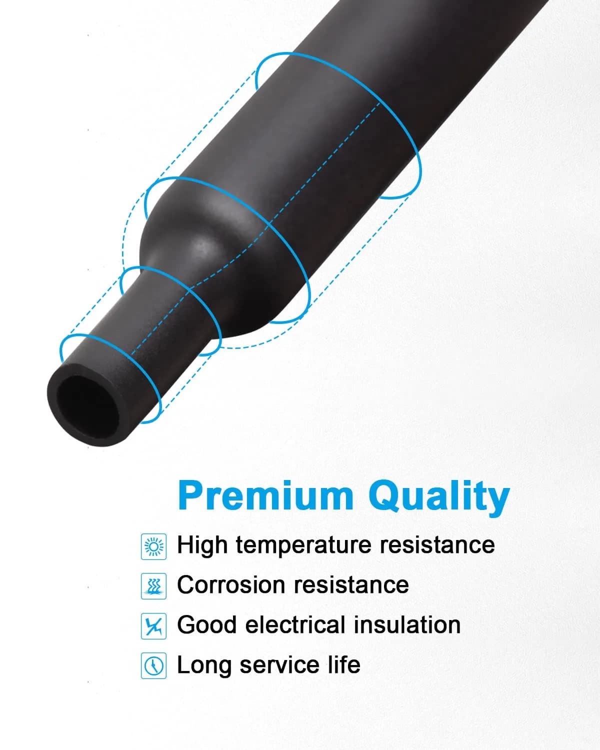 MILAPEAK Black 650 PCS Heat Shrink Tubing Kit 20.3 cm (8 in) | UL Approved Electrical Cable Sleeve Assortment - view 4