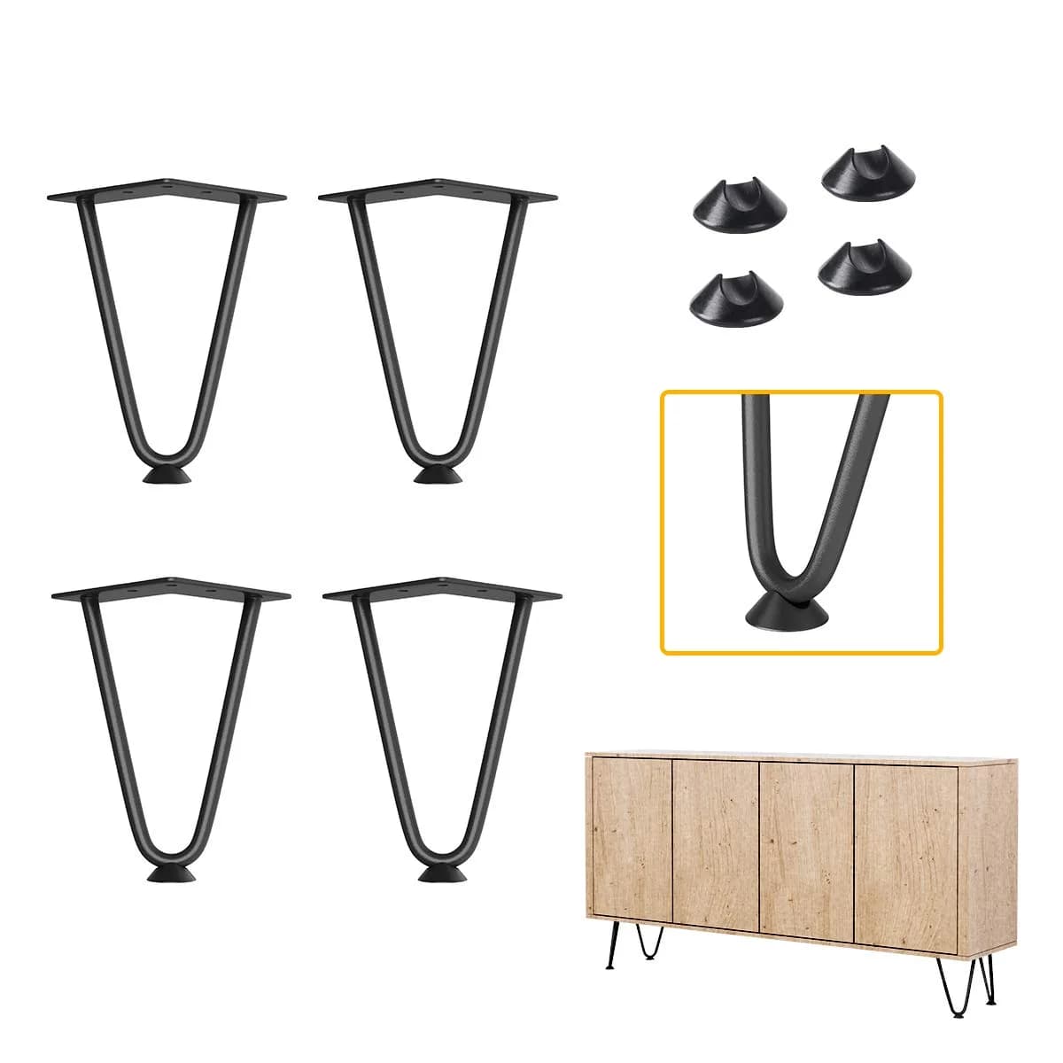 Genius Iron Furniture Legs 6 inch | Mid-Century Modern Steel DIY Home Decor