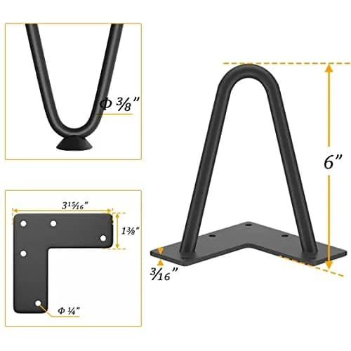 Genius Iron Furniture Legs 6 inch | Mid-Century Modern Steel DIY Home Decor thumbnail 2