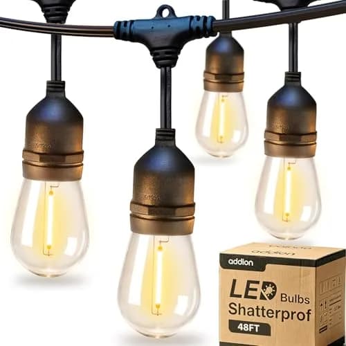 addlon LED Outdoor String Lights 48FT Vintage Weatherproof ETL | 15 Shatterproof Edison Bulbs | All Seasons thumbnail 1