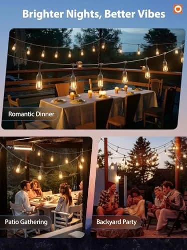addlon LED Outdoor String Lights 48FT Vintage Weatherproof ETL | 15 Shatterproof Edison Bulbs | All Seasons thumbnail 7