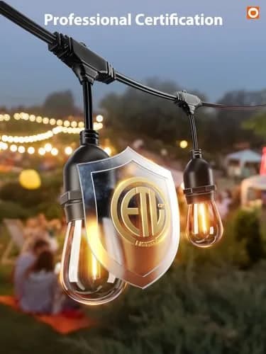 addlon LED Outdoor String Lights 48FT Vintage Weatherproof ETL | 15 Shatterproof Edison Bulbs | All Seasons thumbnail 3