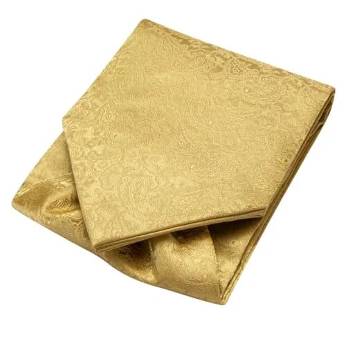 Dubulle Gold Paisley Floral Ascot Set for Men | Silk Blend Cravat, Pocket Square & Cufflinks thumbnail 5