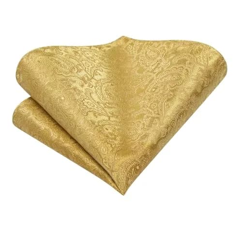 Dubulle Gold Paisley Floral Ascot Set for Men | Silk Blend Cravat, Pocket Square & Cufflinks thumbnail 7