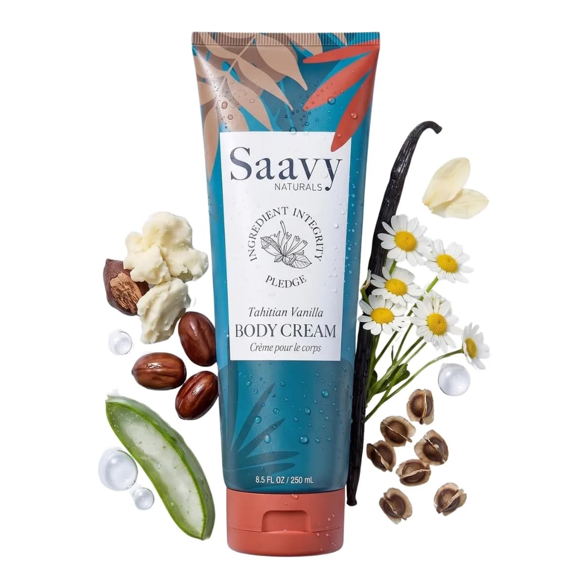 Saavy Naturals Moisturizing Body Wash for Sensitive Skin – Plant-Based & Pure with Coconut Oil, Shea Butter & Aloe Vera – Paraben-Free, Cruelty-Free – Tahitian Vanilla – 8.5 fl oz