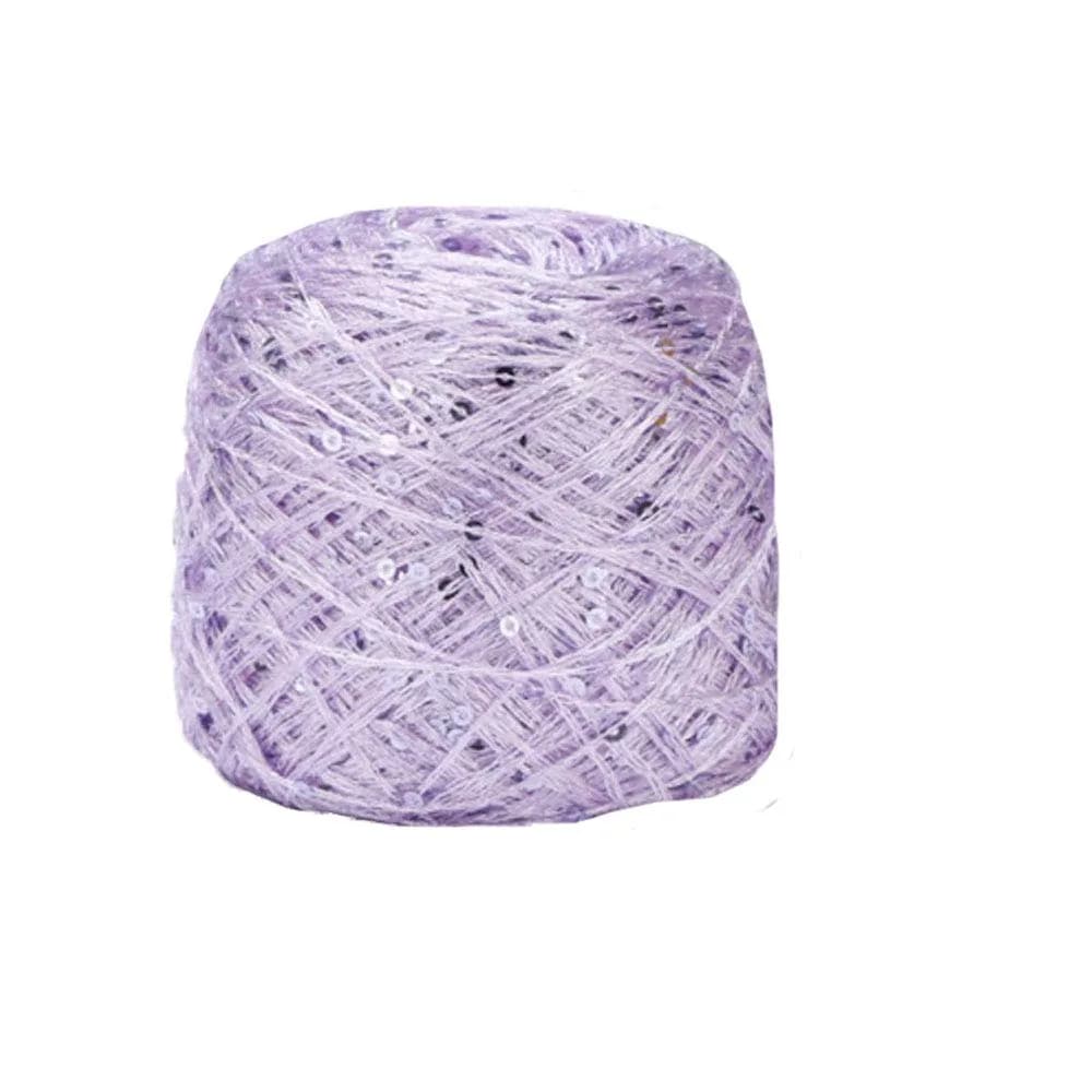 CLISIL Lilac Sequin Yarn 100g (3.5 oz) | Sparkle Fantasy Art Yarn for Crochet, Knitting, Weaving — Lilac