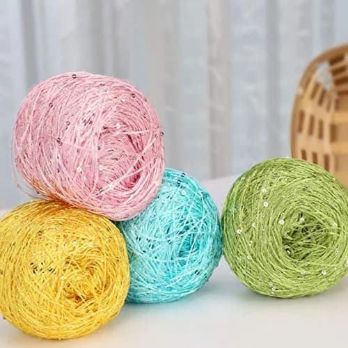 CLISIL Lilac Sequin Yarn 100g (3.5 oz) | Sparkle Fantasy Art Yarn for Crochet, Knitting, Weaving thumbnail 3