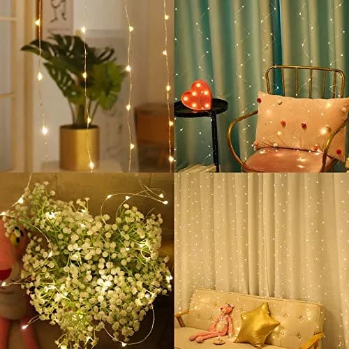 HOME LIGHTING Window Curtain String Lights, 300 LED, 8 Modes | USB Powered, Warm White, Indoor & Outdoor thumbnail 5