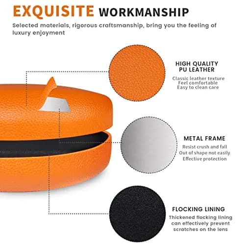 molshine Hard Shell Sunglasses Case, Classic Eyeglass Case for Men & Women, Orange | 16.5 cm (6.5") thumbnail 4